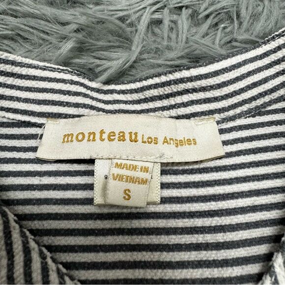 Monteau Peplum Striped Short Sleeve V-Neck Shirt Size Small - Picture 5 of 9